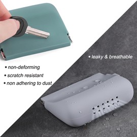 Freewindo Silicone Headphone Organizer Wired Earbud Case Pouch, Portable Data Cable Organizer Case, Silicone Coin Purse Pouch Change Holder for Women and Men (Small, Green+Gray)