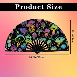 SHWGYDX Large Folding Hand Rave Popping Fan for Line Dancing,Decorative Folding Hand Fan for Music Festivals,Carnival,Rainbow Outfits,Disco,Neon, Glow Party Decorations Supplies. (Mushroom 1)