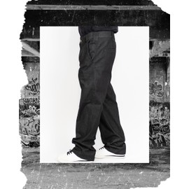 FB County Hard Denim Pants, Indigo and Black, 32 - Unisex, Durable & Relaxed Fit Cotton-Poly Work Pants, True to Size