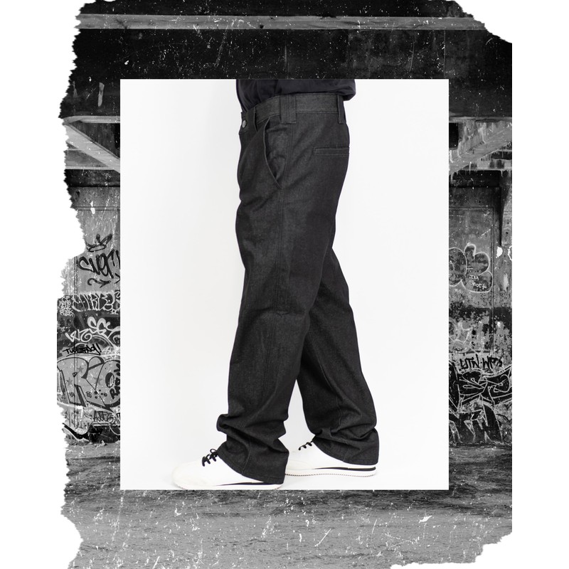 FB County Hard Denim Pants, Indigo and Black, 32 -