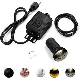 2.5" Long Single Outlet On/Off Chrome Air Switch Garbage Disposal Push Button with Cord, Kitchen Garbage Disposal Switch Button, Sink Top Switch, Garbage Disposal Kit, Push Button for Waste Disposal