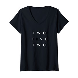 Womens 252 Area Code Words North Carolina TWO FIVE TWO V-Neck T-Shirt