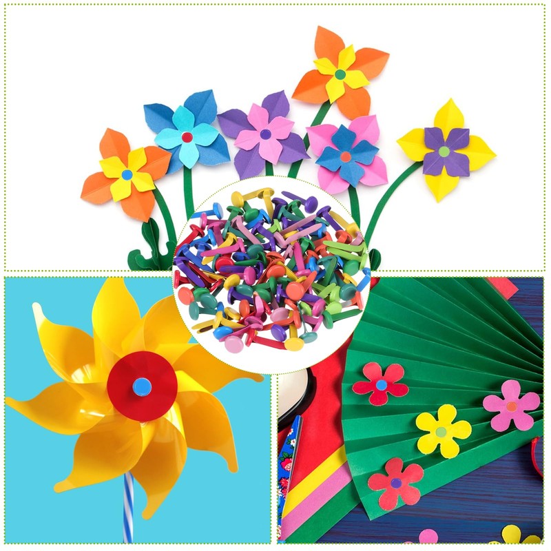 Bewudy 100 Pcs Multicolor Split Pins, Split Pins Round Scrapbooking