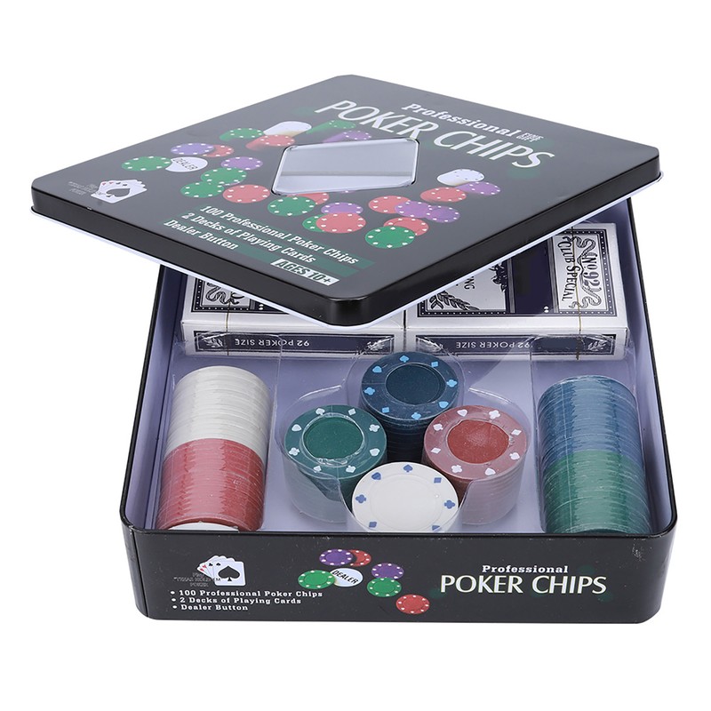 100PCS Poker Chips Cards with Portable Carrying Case for Texas