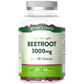 Nature's Truth Nature's Truth Beetroot Tablets 3000mg | High Strength Beetroot Supplement | 10:1 Extract | 60 Tablets | Vegan