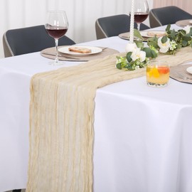 Jumdast Cheesecloth Table Runner, Boho, Table Runner, Modern Washable Table Runner, Wedding, Outdoor, Garden, Weatherproof Muslin Chiffon Fabric Wedding Decoration, Christening Decoration, Table