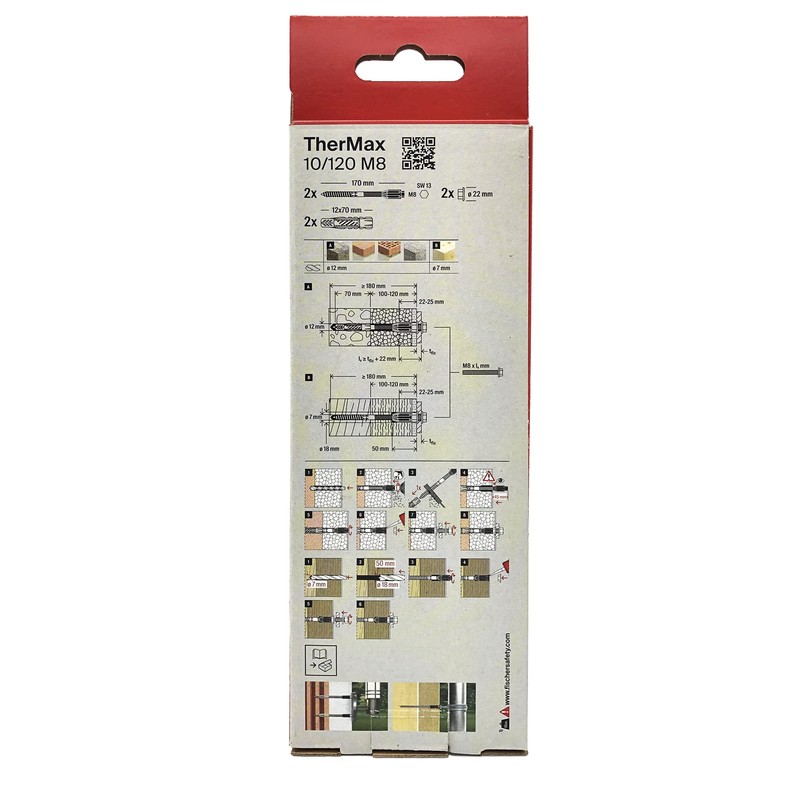 Fischer Thermax 567085 10/120 M8 Kit, Pack of 2 Dowels