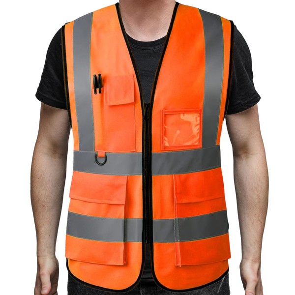 PB TECH Hi Vis Zipper Front High Visibility Reflective Vest
