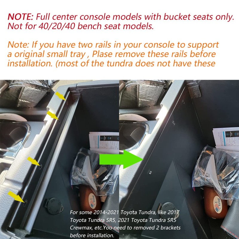 EDBETOS Center Console Tray Organizer Compatible with Toyota Tundra 2014