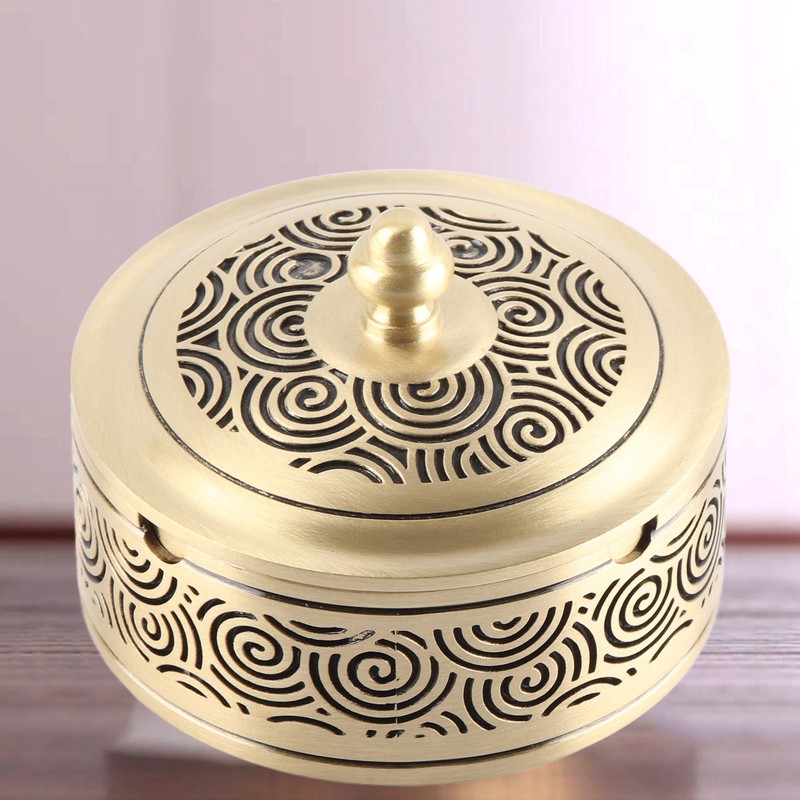 Vintage Ashtray Windproof Auspicious Cloud Pattern Exquisite Ashtray with Lid