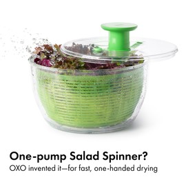 OXO Good Grips Salad Spinner - Large, Green Lettuce & Fruit Washer, BPA-Free, Easy One-Hand Pump