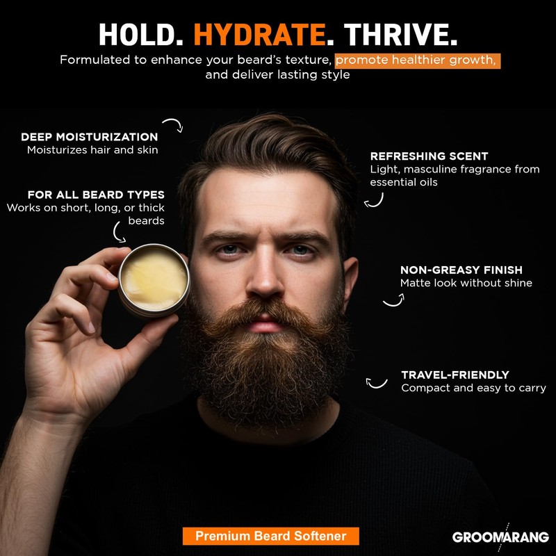 Groomarang Premium Softening Beard Balm For Beards, Moustache, & Goatee