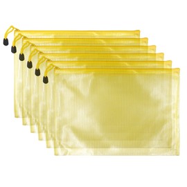 scicent A4 Plastic Zip Wallets Folders Mesh Zipper Pouch Document Bag A4 Zipper File Bags Yellow 605A4