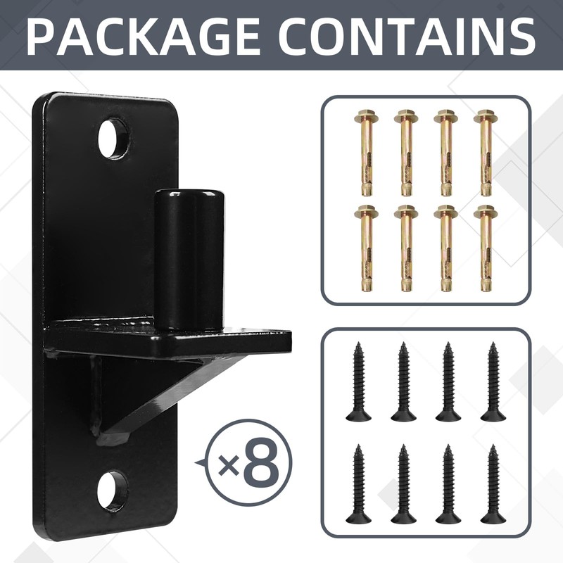 Wall Mount Gate Hinges, Black Farm Gate Hinge, 8 Pack