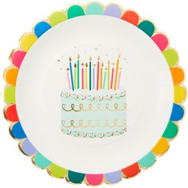 C.R. Gibson Dinner Plates, Sprinkle Birthday - Scallop Edge, Gold Foil Accents - 8 Count (TW12-25509)