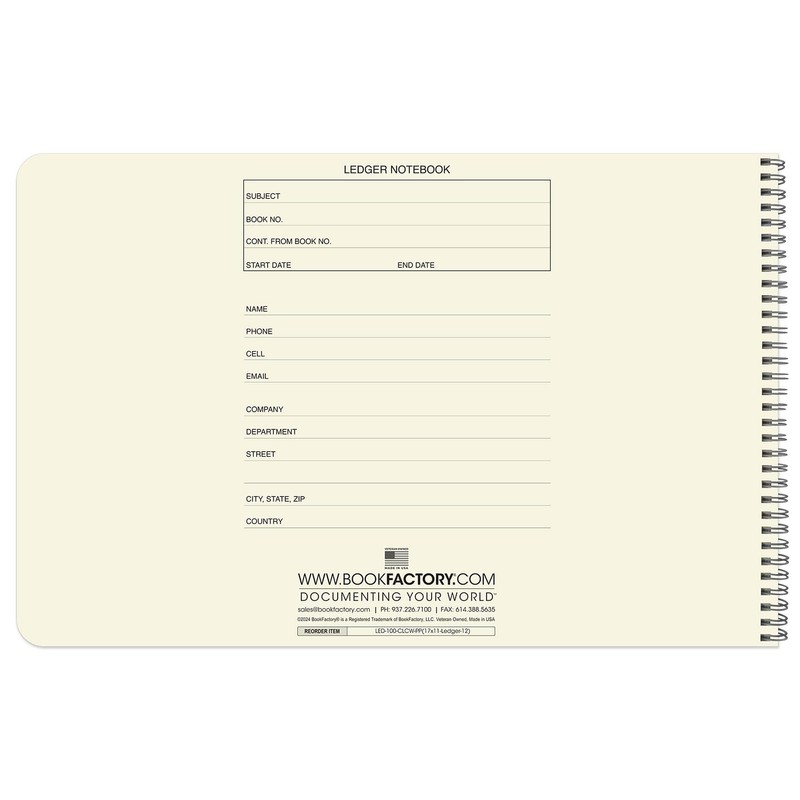 BookFactory Accounting Ledger Notebook/Large 12 Column Accounting Ledger Columnar (Twelve
