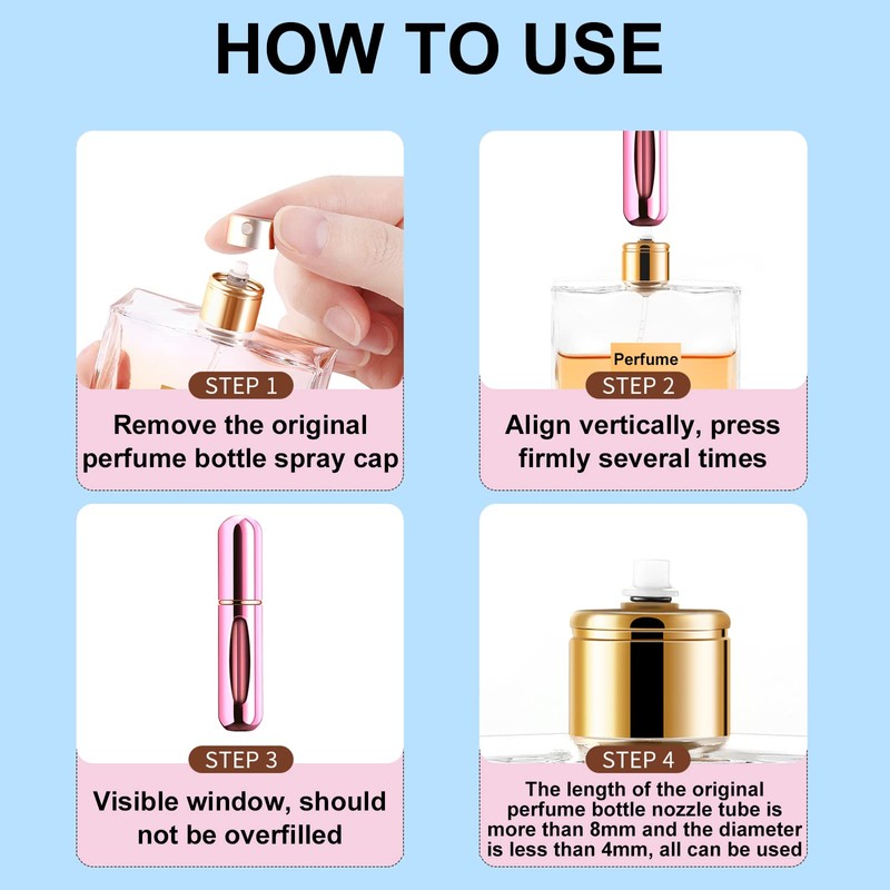 Yamadura Portable Mini Perfume Atomizer Bottle, Refillable Spray, Scent Pump