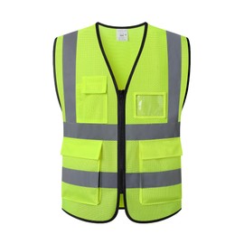 ASIPHITU Reflective Safety Vest for Men Women High Visibility Construction Work Vest with Pockets and zipper front Hi Vis Security Vest with Reflective Strips Meets ANSI/ISEA Standard (AP1-Yellow-S)
