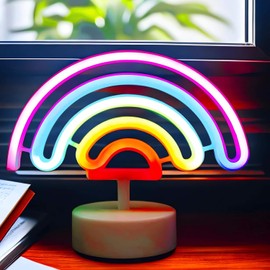 VIFULIN Rainbow Neon Sign Rainbow Neon Light Fun Classroom Decor Rainbow LED Light USB or Battery Operated Neon Signs Rainbow Room Decor for Girls Bedroom Rainbow LED Lights Kids Table Decorations