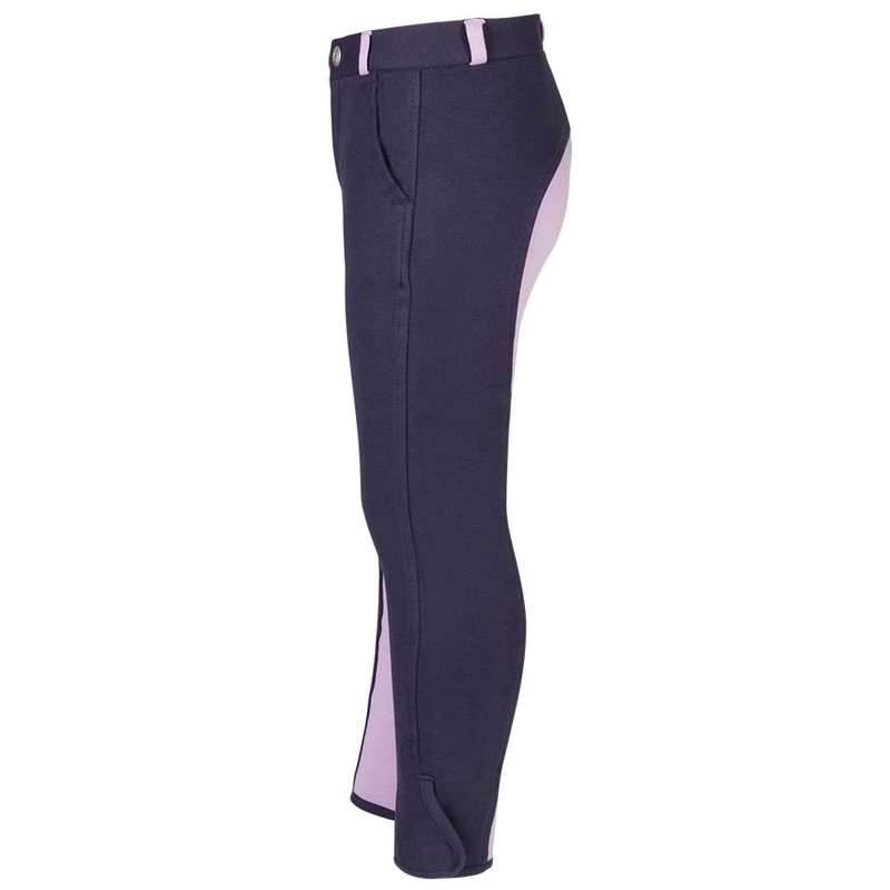 PFIFF Elisa - Pantaloni da Equitazione per Bambini, Blu (Blu/Lilla),