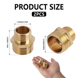 Set of 2 Brass Reducers 3/4 Inch to 1/2 Inch Adapter 1/2 Inch to 3/4 Inch, Hose Connection and Water Pipe Reducer Adapter, High-Quality Brass Reducing Bushings for Plumbing Installations