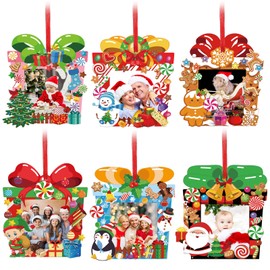 WILLBOND 36 Pack Christmas DIY Picture Frames Craft Kits with Stickers Xmas Photo Frames Ornaments DIY Game Activity Christmas Crafts for Kids Classroom Art Activities Xmas Gift (Gift Box)