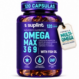 Omega 3-6-9 – Aceite de Pescado, EPA, DHA, ALA, Vitamina E – 120 Cápsulas
