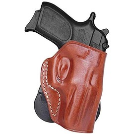Premium Leather OWB Paddle Holster Open Top Fits Smith Wesson MP 380 Shield EZ 3.675" BBL, Right Hand Draw, Brown Color #1507#