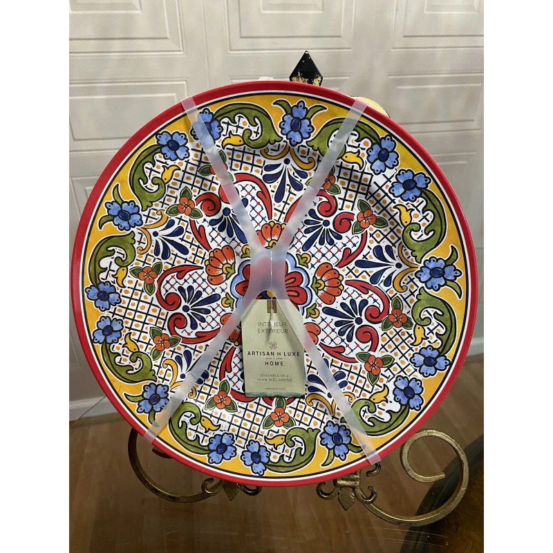 Artisan De Luxe Melamine Spanish Tile Medallion Dinner Plates 11"