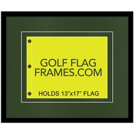 20x24 Black Golf Flag Frame, Moulding blk-004 Shadowbox, Green Mats (Float Mount; fits 13x17 Masters Flags; Flag not Included)