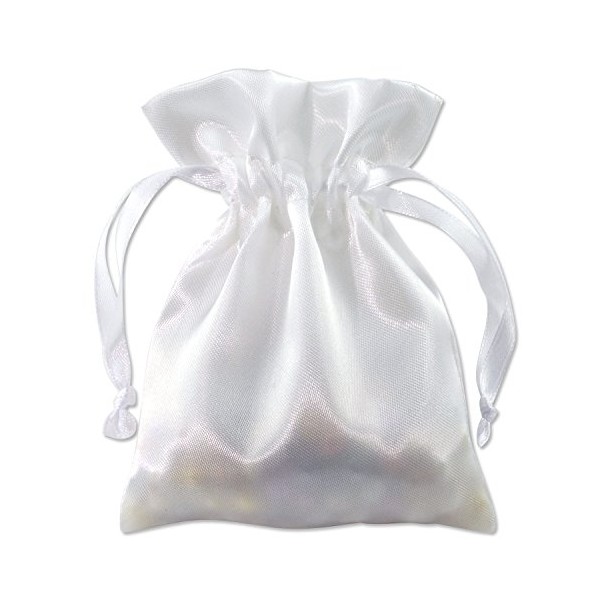Satin Jewelry Gift Pouches 3x4 White (Package of 50) - Drawstring Gift Bags