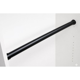TAG Hardware Premium 1 5/16 Inch Diameter Round Wardrobe Tube Closet Rod with End Supports (18 Inch Long, Black)