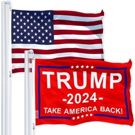 USA American Flag & Trump 2024 "Take America Back" Red Flag 3x5FT Combo Printed 150D Polyester By G128
