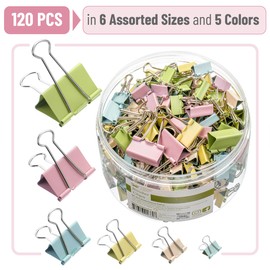 Mr. Pen- Binder Clips, 120 pcs, Assorted Sizes, Colorful Binder Clips Assorted Sizes, Binder Clips Medium, Small Binder Clips, Clips Office Supplies, Paper Clips, Binder Clips Small