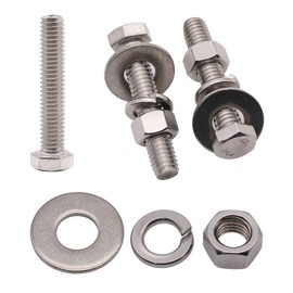 RoyceMart (4 Sets) M12-1.75 x 60 mm Stainless Hex Bolts Hex Nuts Flat Washers Lock Washers Hardware Kit, 304 Stainless Steel 18-8, Full Thread Hexagon Bolt Assortment