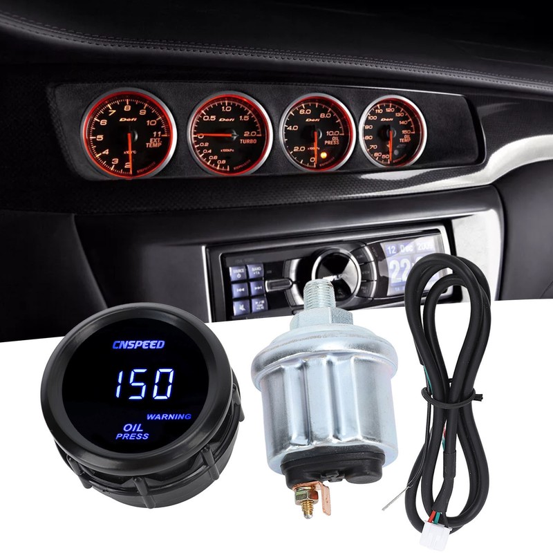 52mm Digital Oil Pressure Gauge Oil Press Meter with Blue