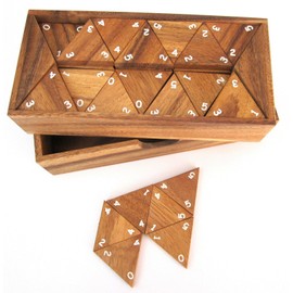LOGOPLAY Tridomino Triomino Triomino Triangle Domino Tile Game Wooden Board Game with White Numbers