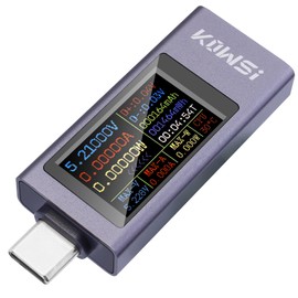 Current Voltage Checker, Bi-directional USB C Power Meter USB C Tester, USB Multimeter 4-30V 0-12A Voltage Current Capacity Energy Power Digital Tester with 5-Digit High Precision Color Display
