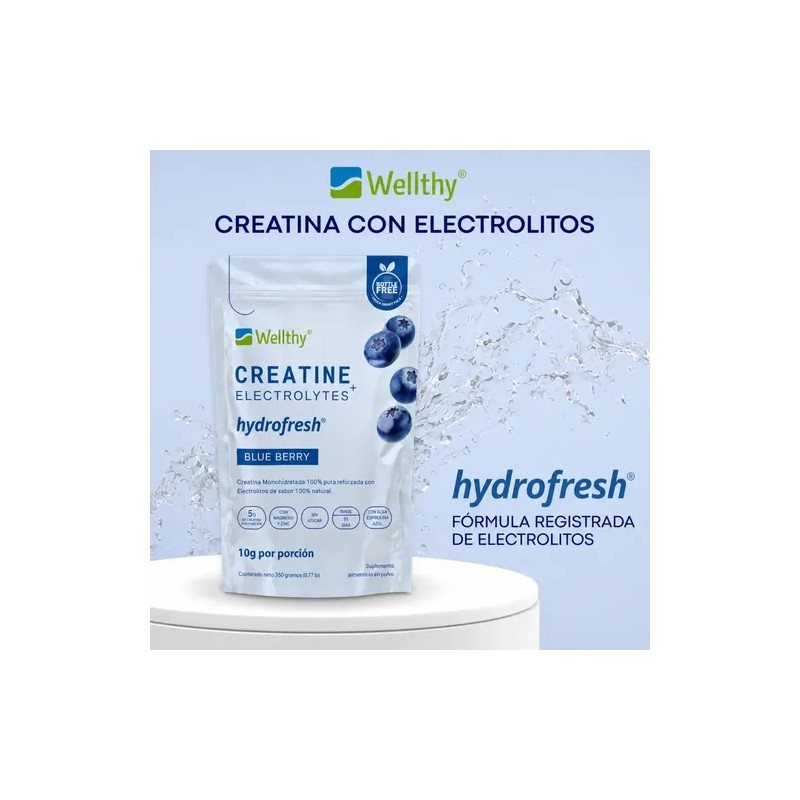 Wellthy Creatine + Electrolytes Blue Berry 350g