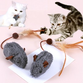 Electspark Cat Toys Mouse, 2 Pack Cat Mice Toy Plush Catnip-Filled Interactive Kitten Toy for Bored Indoor Cats Chew Exercise, Realistic Design
