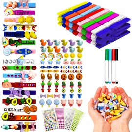 Deztibos 60 Set Cheerleading Spirit Clips: 60 Colored Wooden Clothes Pins + 60 Mini Resin Animals + Stickers & Pen - Perfect Bulk Cheer Gifts（Colorful Wood