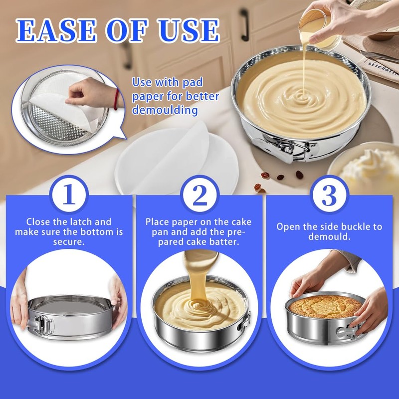 9 Inch Cheesecake Springform Cake Pan with 30Pcs Parchment Paper