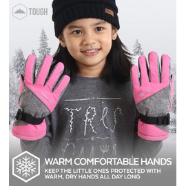 Kids Winter Gloves - Snow & Ski Waterproof Youth Gloves for Boys & Girls - Insulated for Cold Weather Outdoor Play, Skiing & Snowboarding - with Windproof Thermal Shell & Synthetic Leather Palm