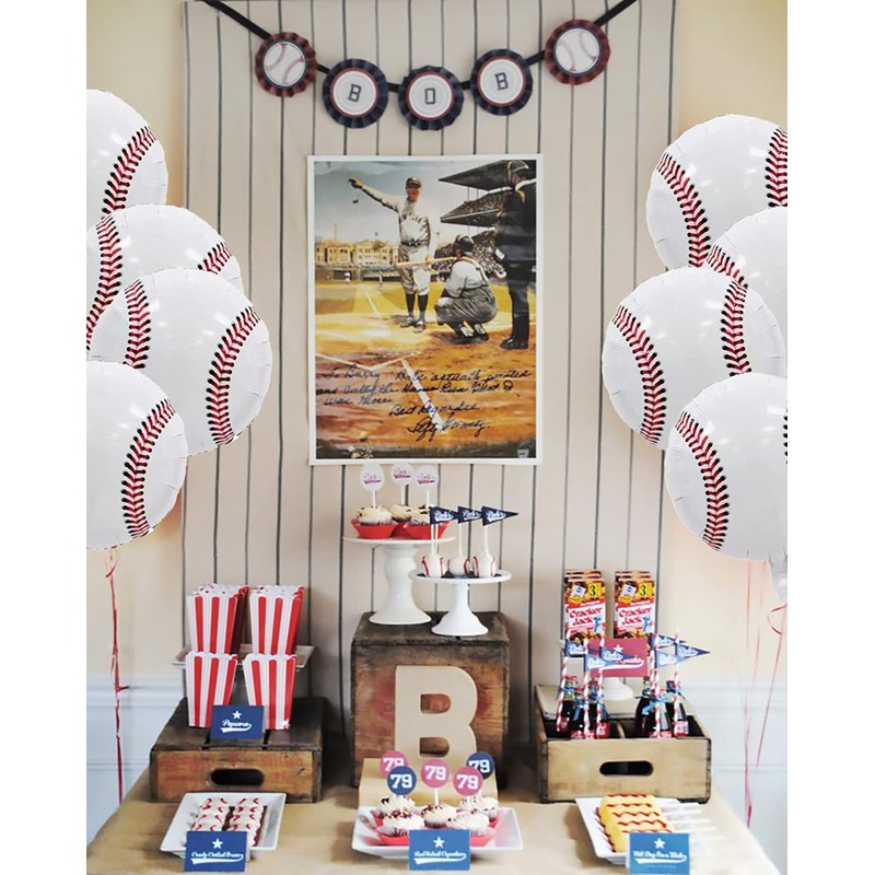 16個 ベースボールバルーン 18インチ ホイルマイラーベースボールバルーン 野球テーマパーティー装飾用品 ジャンボバルーン 男の子 女の子 性別発表 誕生日パーティー