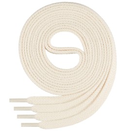 Di Ficchiano flat lace-up made of 100% cotton for trainers and trainers - very tear-resistant - approximately 7 mm wide, 45 cm - 200 cm length. Made in Europe., beige, 130 cm