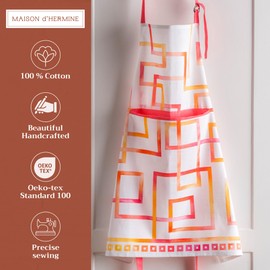 Maison d' Hermine Apron, 100% Cotton, 1 Piece, Adjustable Neck Strap, Apron with Middle Pocket and Long Ties for Women, Men, Chef