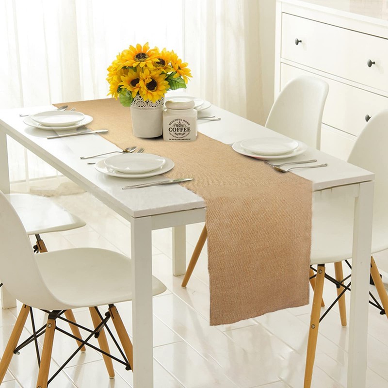 HCTX Jute Table Runner,30*200cm Hessian Roll, Burlap Fabric,Natural Rustic Table