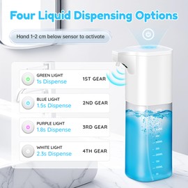 Automatic Mouthwash Dispenser for Bathroom - 18.6 fl oz/550 mL Capacity, 4‑Mode LED Dispense (1 s/1.5 s/1.8 s/2.3 s), 1200 mAh Rechargeable (7000 Dispenses) -Tabletop or Wall‑Mount, IPX6, Auto‑Clean