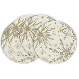 Artoid Mode Gold Snowflakes Christmas Round Placemats Set of 4 37 cm Winter Xmas Place Mats Kitchen Party Decoration