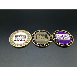 Set of 3 Metal Poker Buttons - Dealer, Small Blind, Big Blind
